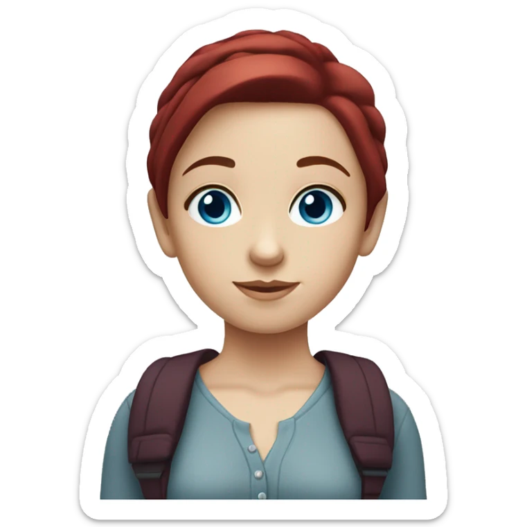 White girl with burgundy hair and blue eyes sticker