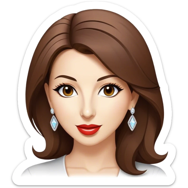 Cinematic Realistic Nancy Ajram Pop Culture Emoji, depicted with a charismatic modern portrayal of the celebrated singer rendered with crisp detail and energetic lighting. sticker