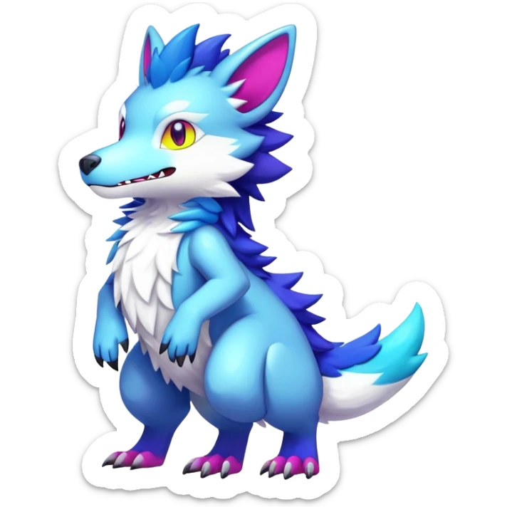  Colorful Shiny Kawaii Sergal FurSona Fakemon Full Body sticker