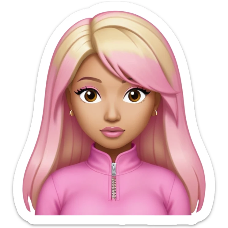 nicki minaj super bass pink outfit one side hair pink one side hair blonde  sticker