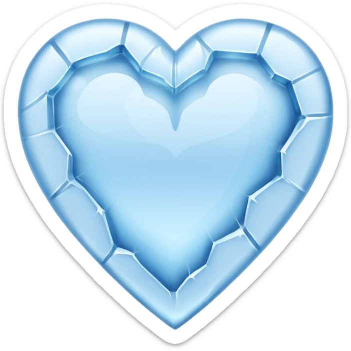 a flat heart that appears to be chiseled from a block of ice. Frost seems to grow on it sticker