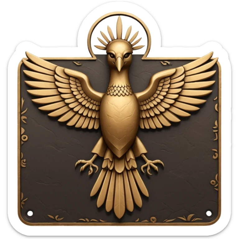 Minimal Faravahar-inspired ancient glyph,
Unicode-like pictogram similar to 𓄂𓆃,
abstract, single-symbol design,
monochrome, flat,
ancient carved sign,
no background, no text sticker