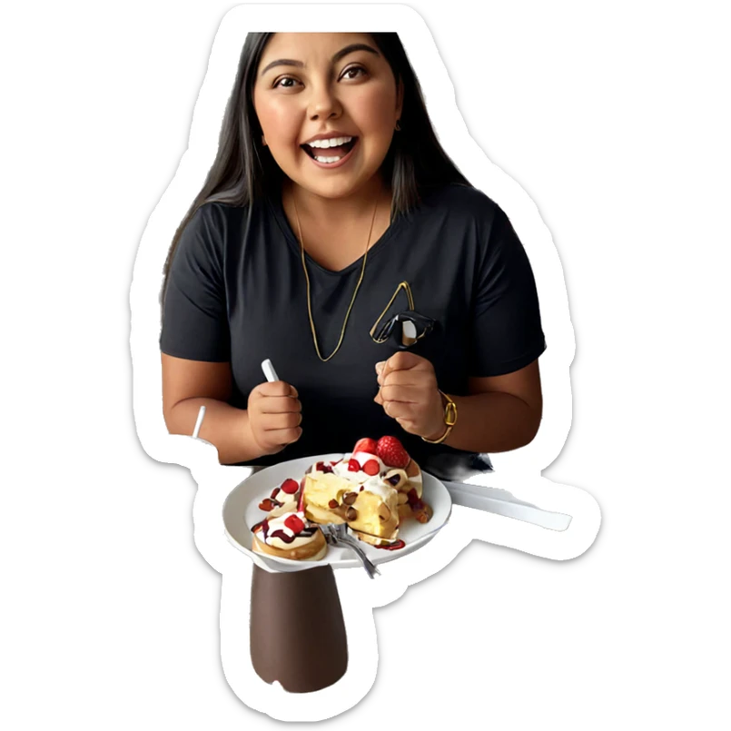 girl with dessert at table sticker