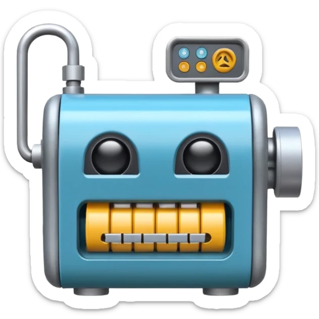 Crea un emoji de una maquina que sea una picadora de plastico sticker