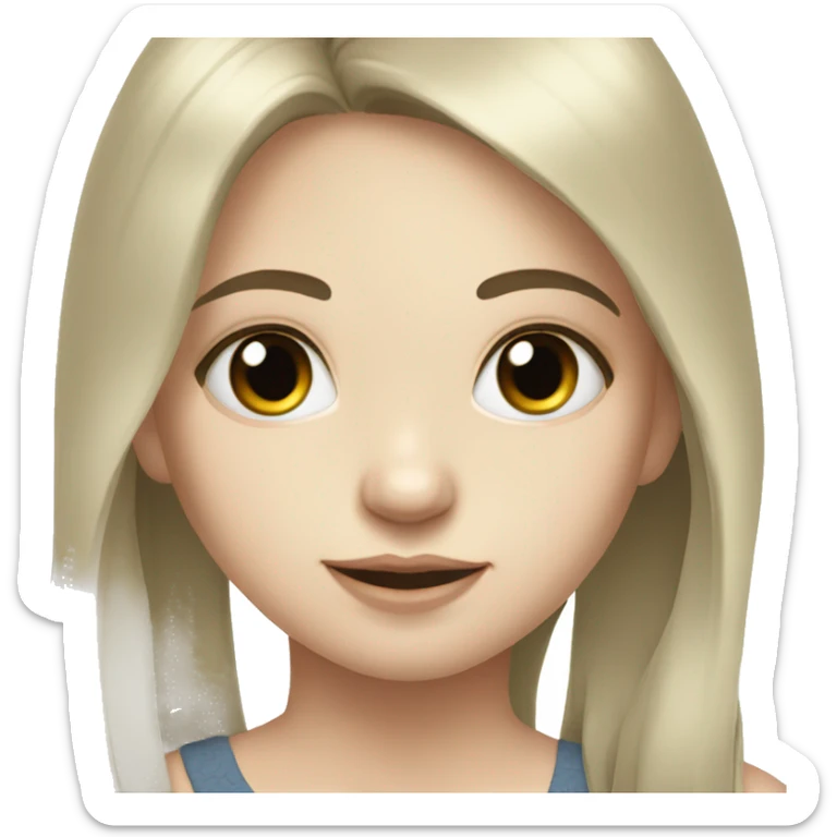 portrait of a girl with necklace dark hair and pale skin sticker