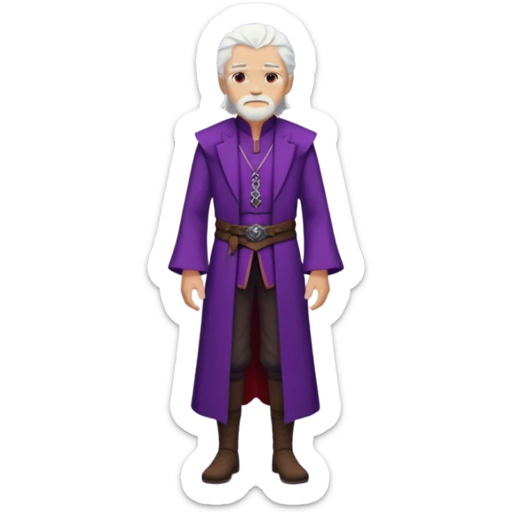a white haired old man with purple eyes standing, full body, in Targaryen themed clothes, clothes aren't purple  sticker