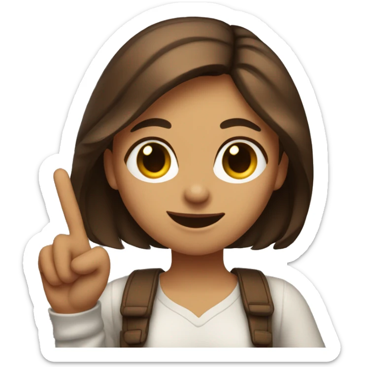 brown haired girl, sticking tongue out and holding peace sign with fingers  sticker