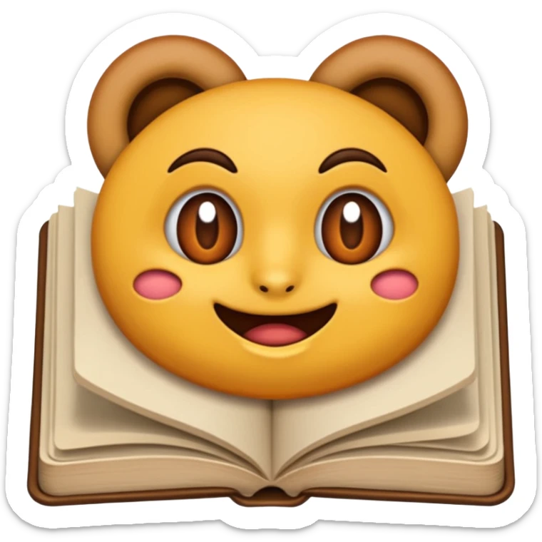 Lectura libro abierto marron sin fondo y sin tantas paginas, como uno de los primeros sticker