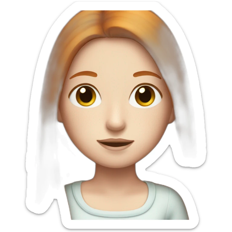 girl with long straight ginger hair and a pale white face and freckles sticker