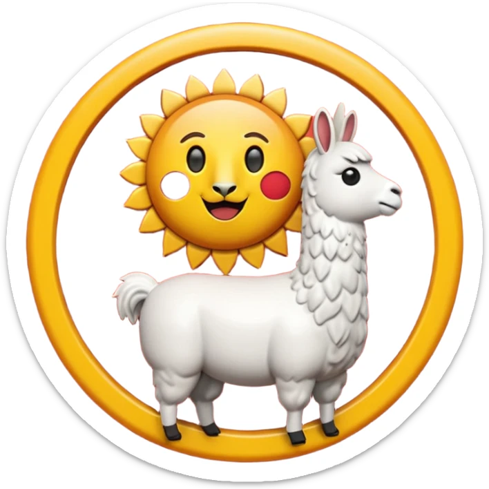 Emoji 3D brillante de un sol rojo con llamas redondeadas y volumen, bordes suaves, iluminación suave. En el centro un círculo blanco con aro rojo y una letra “U” roja en relieve. Estilo emoji iOS, acabado glossy, fondo transparente. sticker