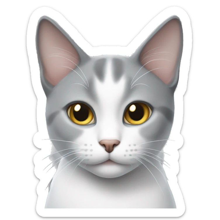 Grey and white cat sticker
