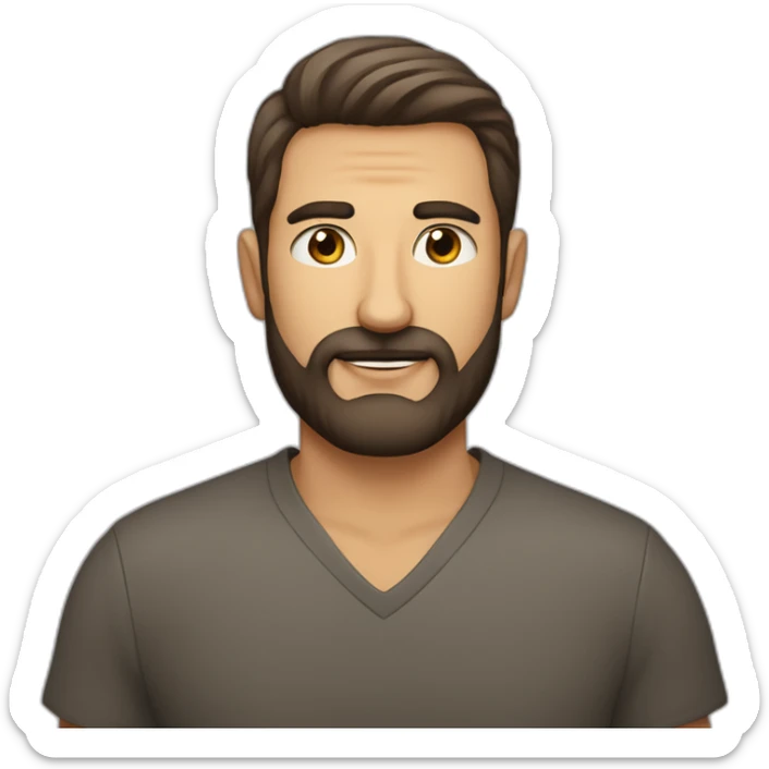Hombre de 40 años pelo muy corto y barba recortada con los ojos marrones y una talla en la cabeza sticker