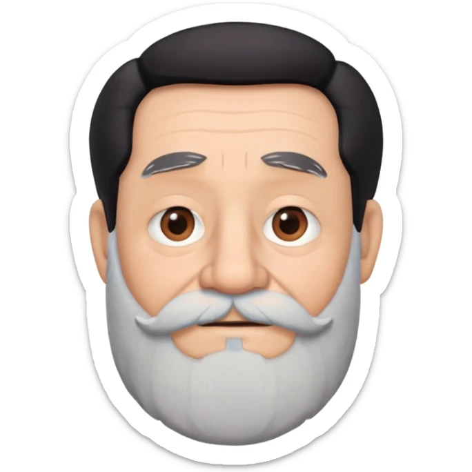abuelo con pelo y barba negra y ojos marrones al estilo disney pixar. sticker