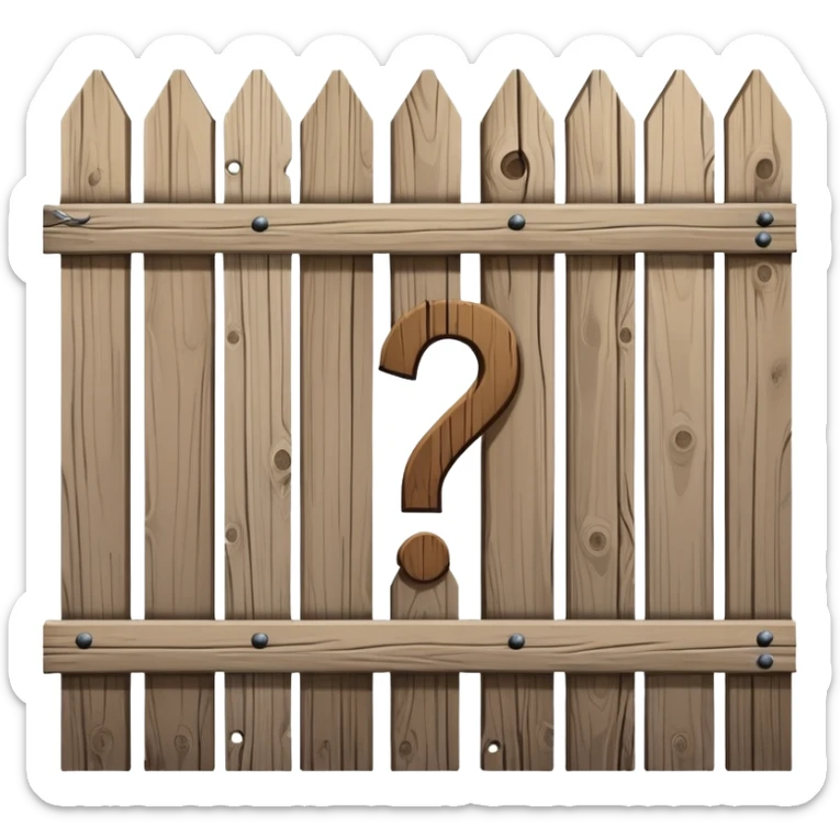 A wooden fence with a question mark above it, representing Chesterton's Fence principle sticker