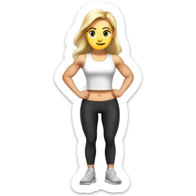 muscular white girl doing squats in a t-shirt and leggins at gym sticker