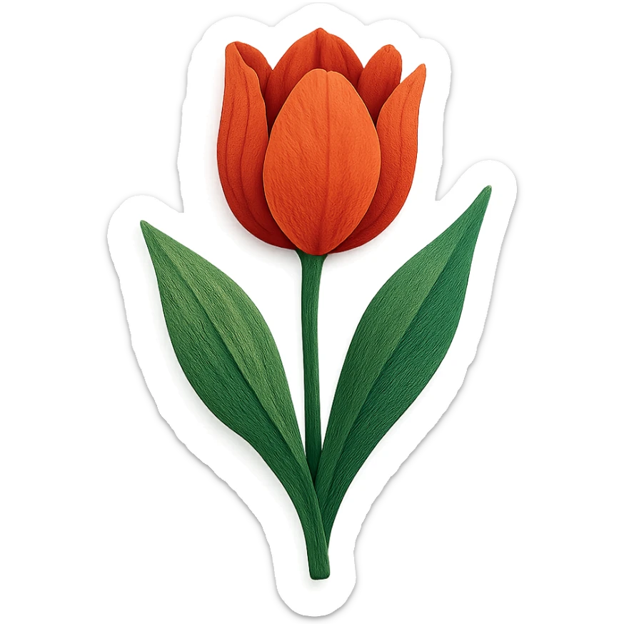 very detailed tulip flower, intricate cut paper textures, vibrant colors, realistic petals and leaves sticker