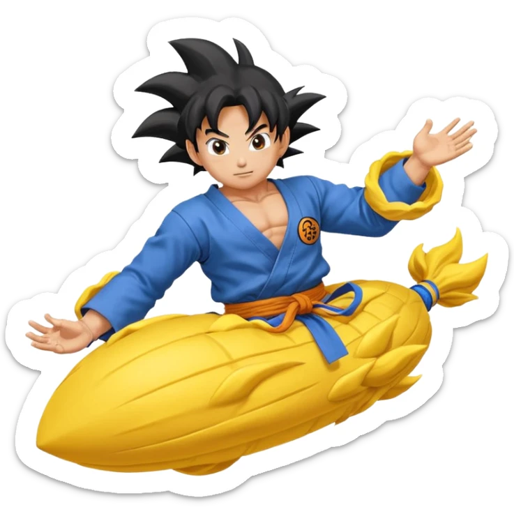 Nube voladora dorada o amarilla de Goku o Goku en nube voladora sticker
