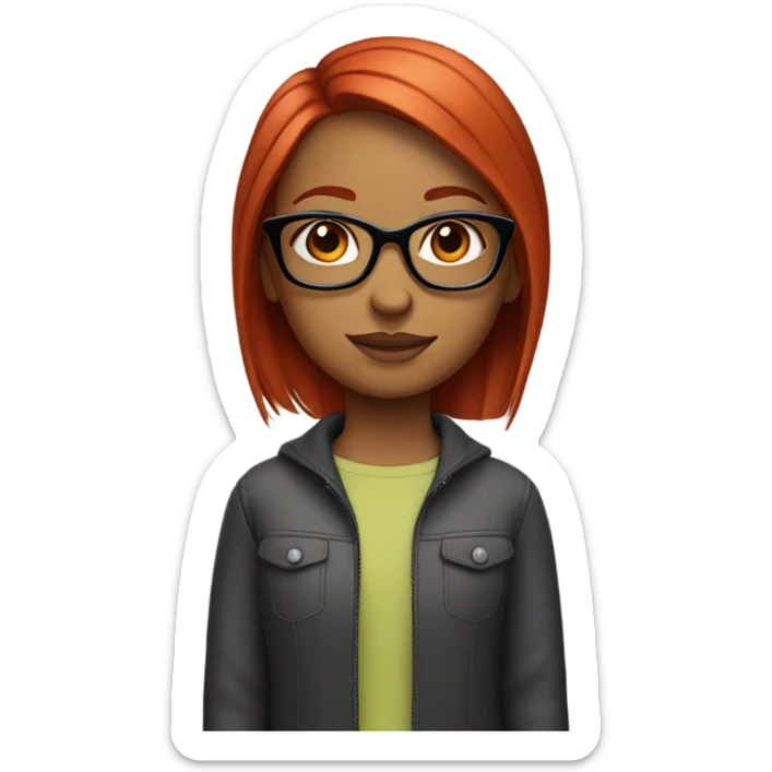 girl with glasses and earrings and straight middle length red hair sticker