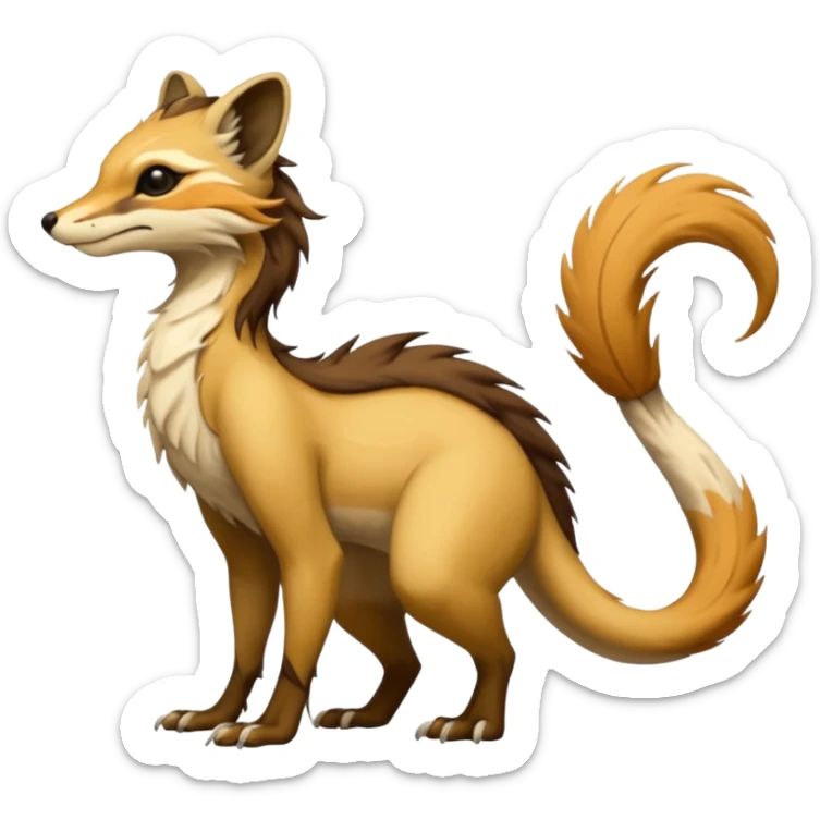 Cool furry fantasy-Vernid-creature by LiLaiRa with a long tufted tail (full body) sticker