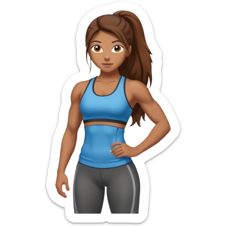 Gym girl tan skin and brown long hair  sticker