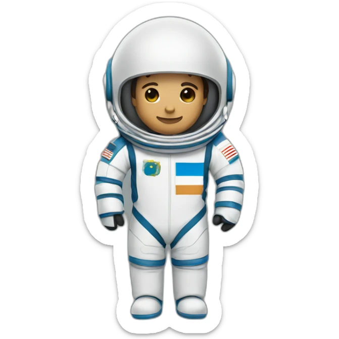 head of an astronaut with olive skin color with argentina flag and the suit sticker