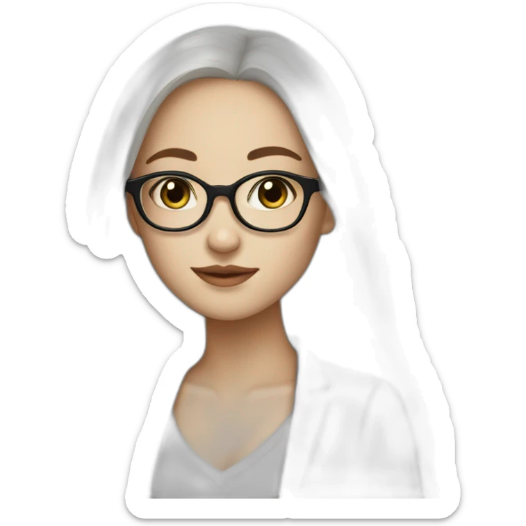 Lovely girl with white skin and glasses and black long hair and black eyes sticker