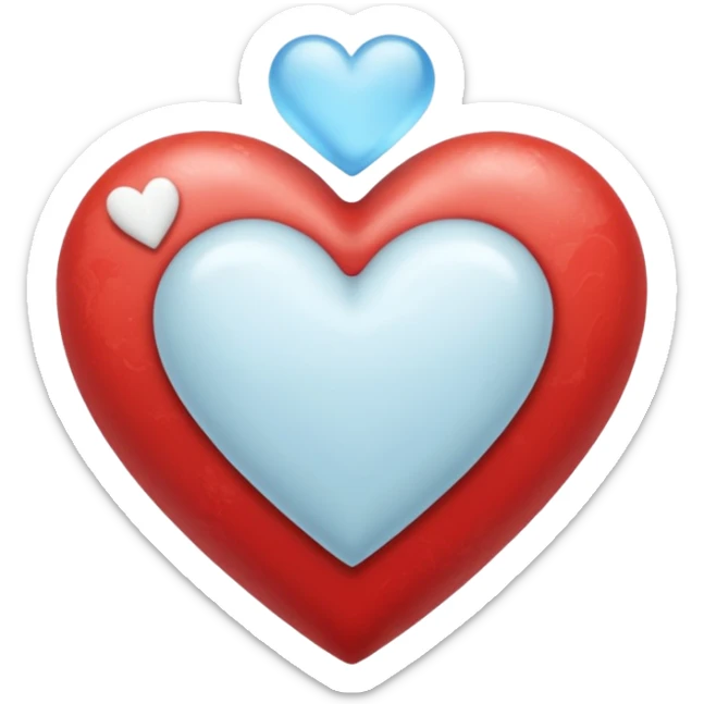 Crea un emoji de corazon que una mitad sea celeste y la otra blanca y en la unión de los colores que este difuminado sticker