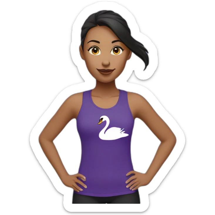 Girl Runner in purple tshirt with swan logo on T-shirt sticker