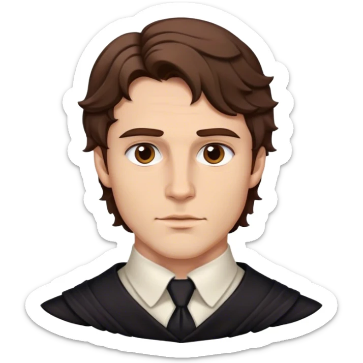 lord with short wavy brown hair, deep brown eyes, strong jawline sticker