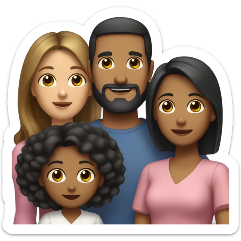Puerto rican beard short black hair  husband with blond long hair wife and brown long hair daughter Family  sticker
