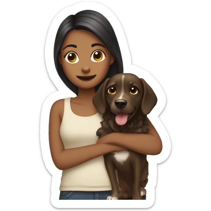 Girl and her dog sticker