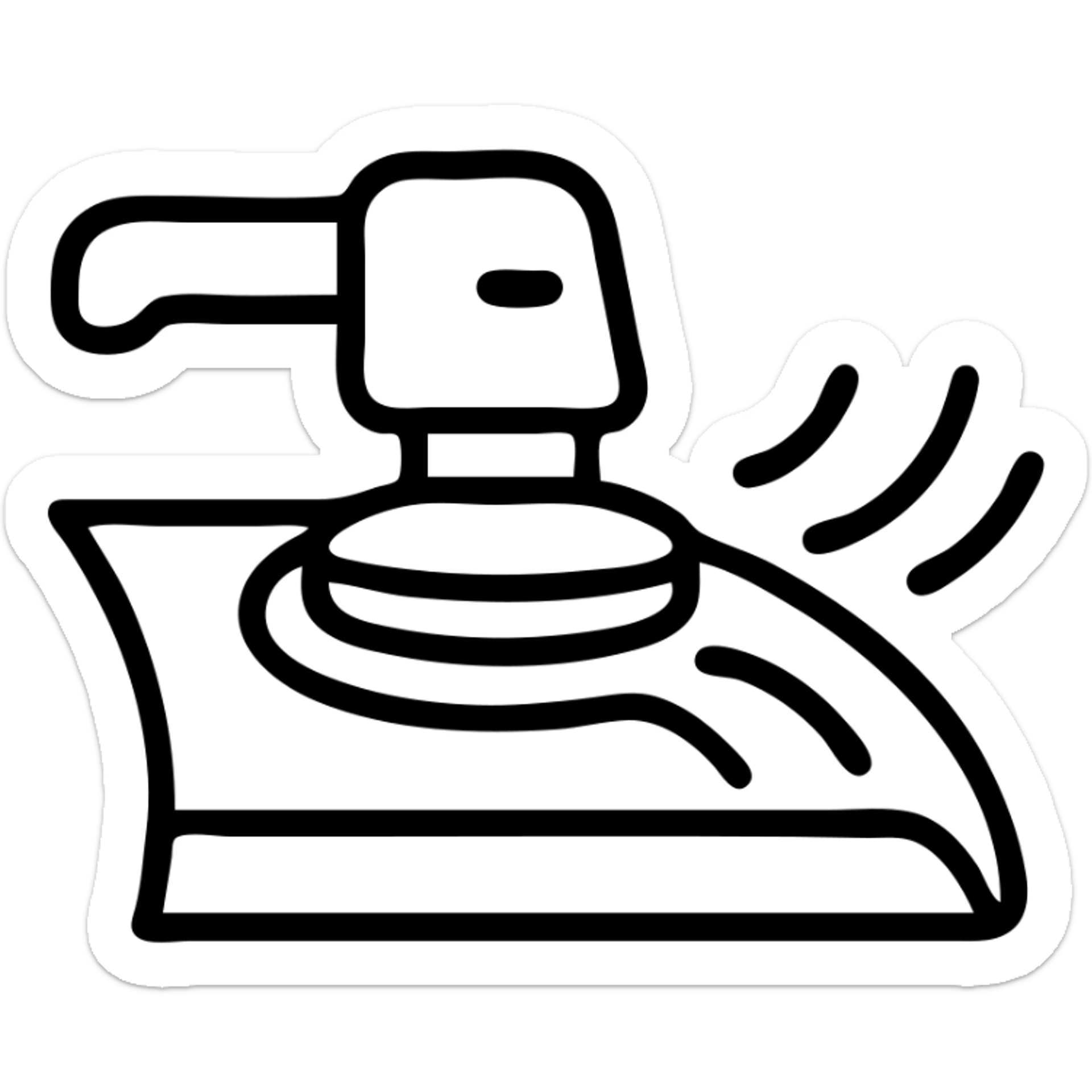 outlined icon of a polishing machine on a glossy black hood, metallic details, soft waves of shine, clean lines, modern and simple sticker
