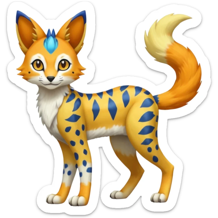 Colorful Meloetta-Sergal-Serval-Genet-Pokémon-Digimon-Fakémon-fusion-hybrid-creature sticker