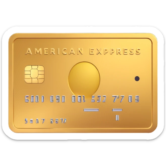shiny gold American Express Gold credit card, 3D emoji style, no text sticker