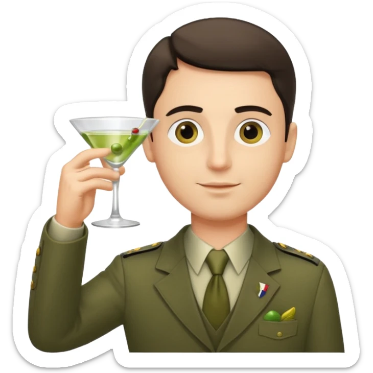 Emoji of a guy respectfully saluting by rising glass of martini cocktail like this 🍸 sticker