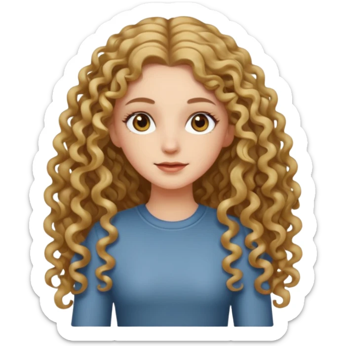 Long curly hair hazel eyes fit white girl full body  sticker