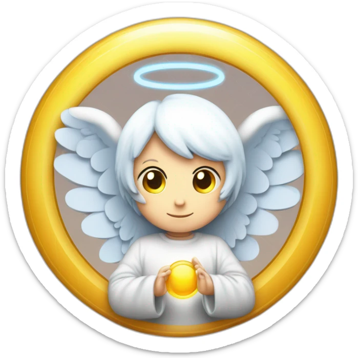 angel compuesto de alas furioso desprendiendo un halo de luz circular alrededor suyo con un nucleo de plasta en su interior sticker