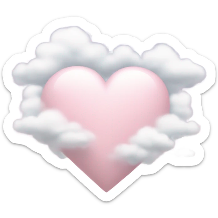 Light pink heart with clouds  sticker