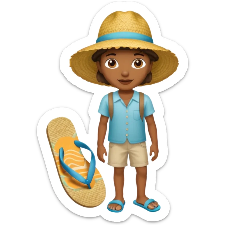 Créole réunionnais chapeau paille tong au pieds  sticker