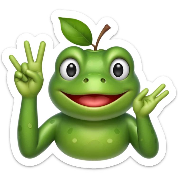 Apple frog emoji that is doing the hand sign of the deaf emoji sticker
