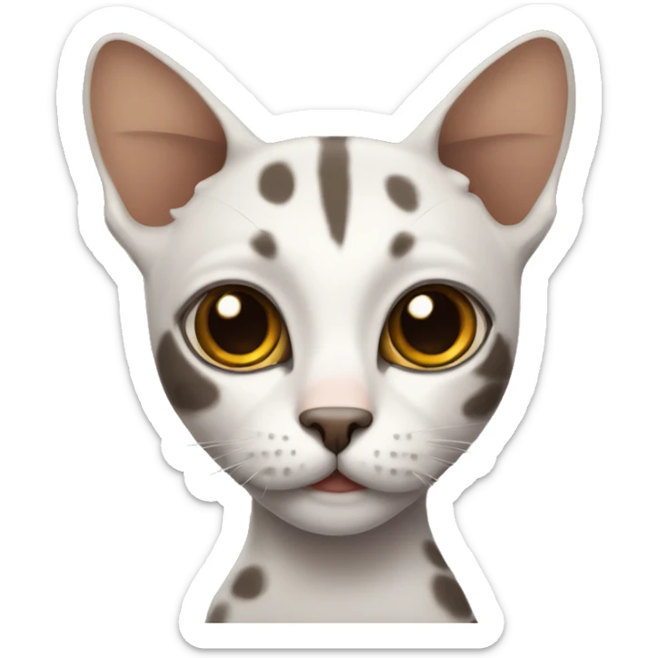 Skinny cat with brown and black patches and big eyes  sticker