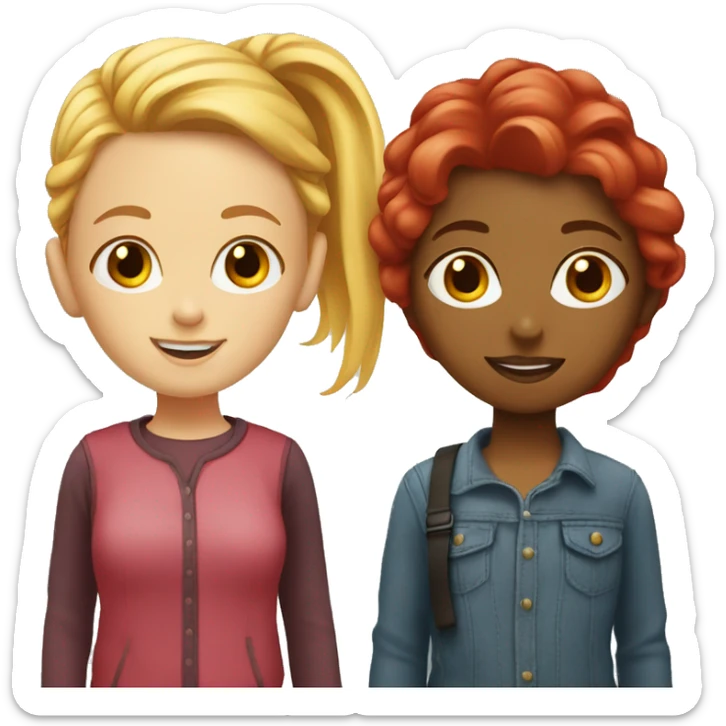 Girl with blond hair and girl with red hair sticker