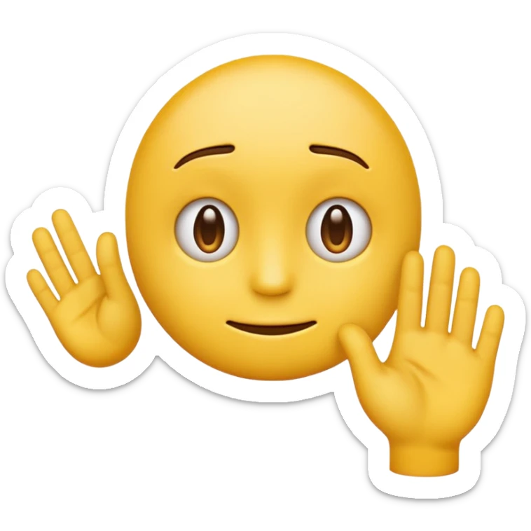 A straight face emoji with a slight look of disgust, a horizontal hand where the neck would be. All yellow. It should be a normal emoji with no body parts except the floating hand. One hand. sticker