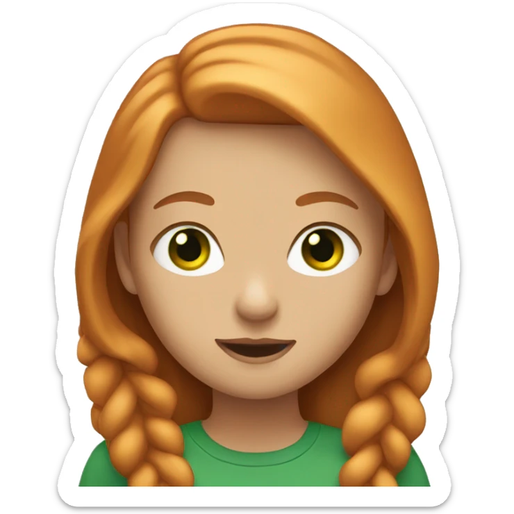 Girl with straight ginger hair and green eyes sticker