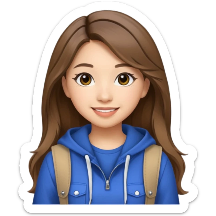 Create a realistic portrait of Pokimane smiling in stylish casual outfit. sticker