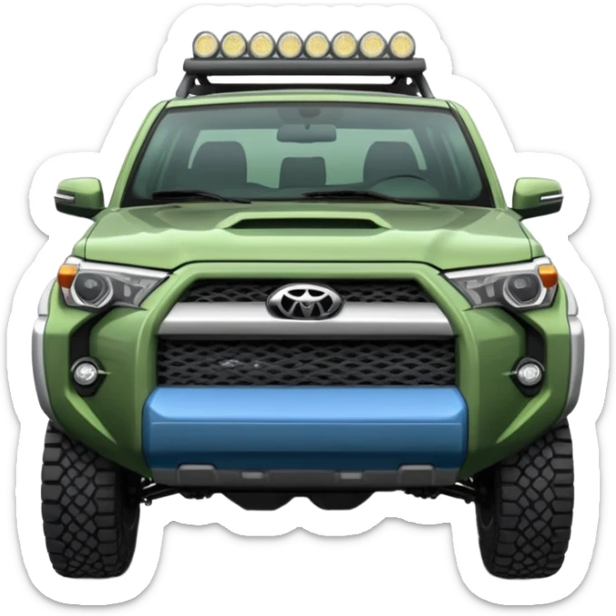 4 runner lifted with lights in the grill that is the color dusty grey green blue mixed sticker