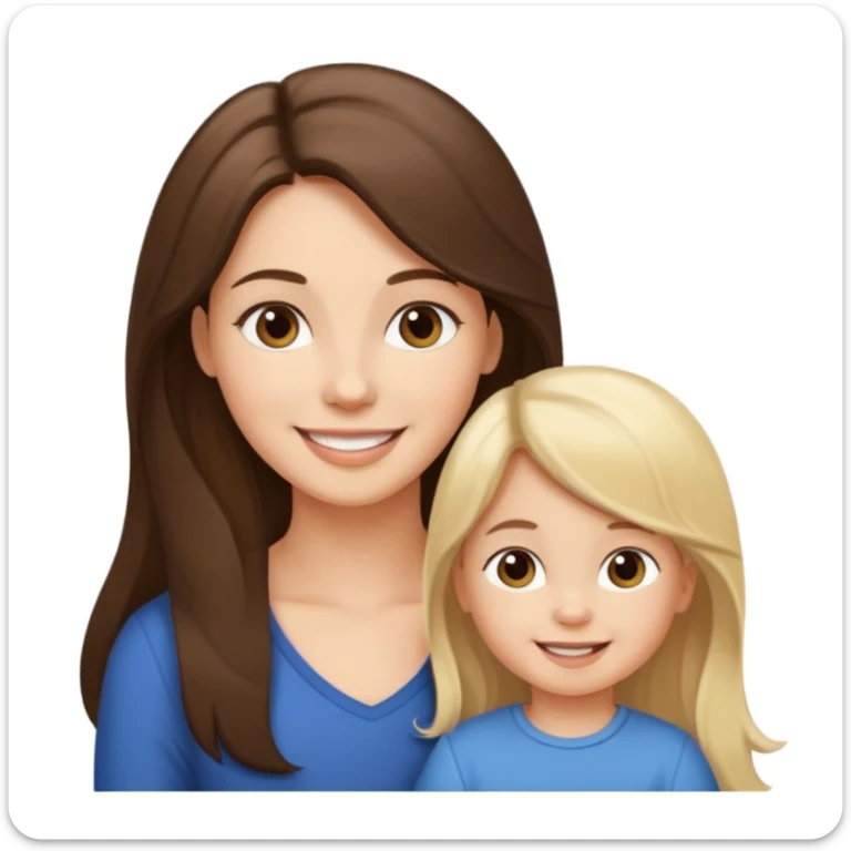 Brunette lady with toddler little girl with long brown hair and 1 year old boy with blonde hair sticker