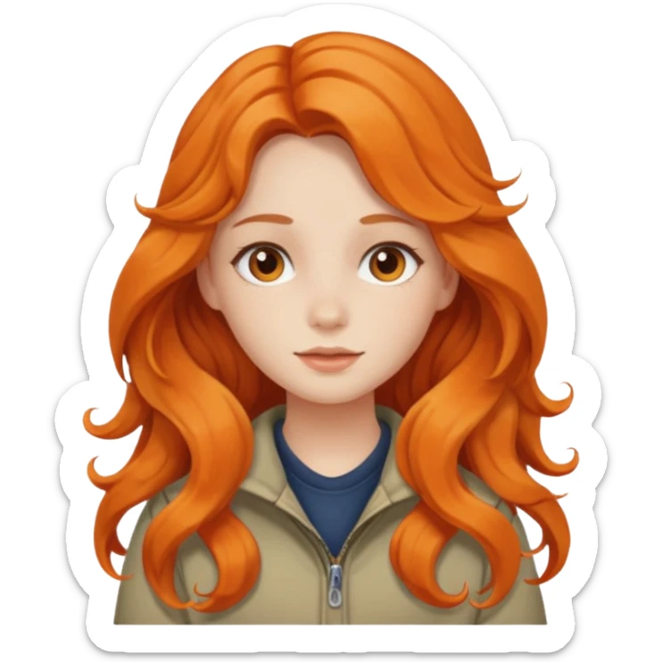orange wavy long hair girl with wearing cottage core clothes sticker