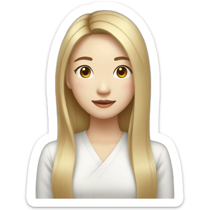 korean blond woman straight hair shoulders hair long sticker