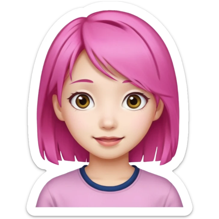 emoji An Asian girl with  pink hair, big eyes,sweet
 sticker